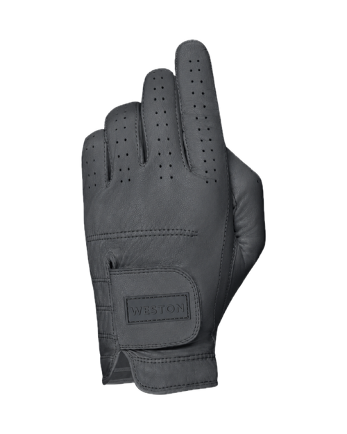 The Original Glove in Graphite, back of the hand with the Weston tab