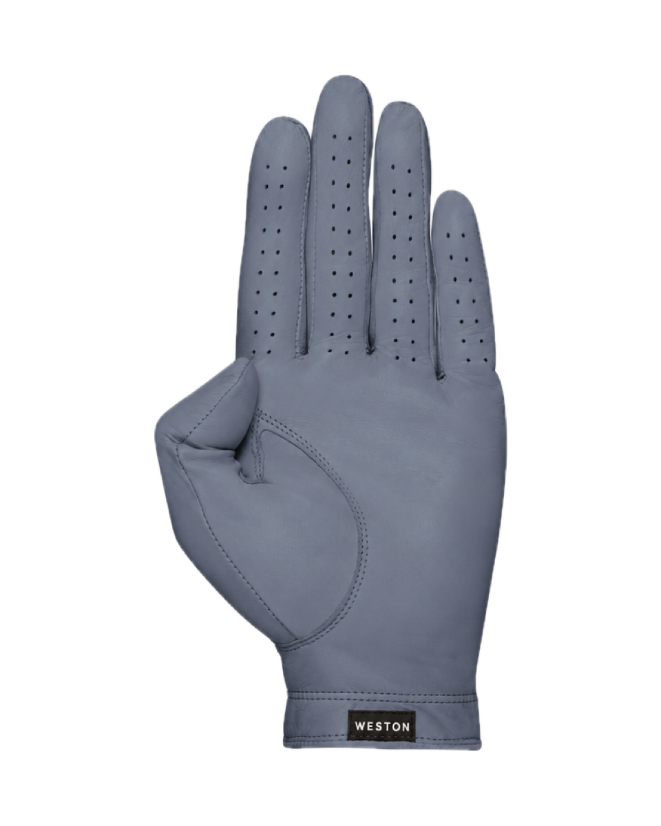 The Original Glove in Slate, palm with the woven Weston label
